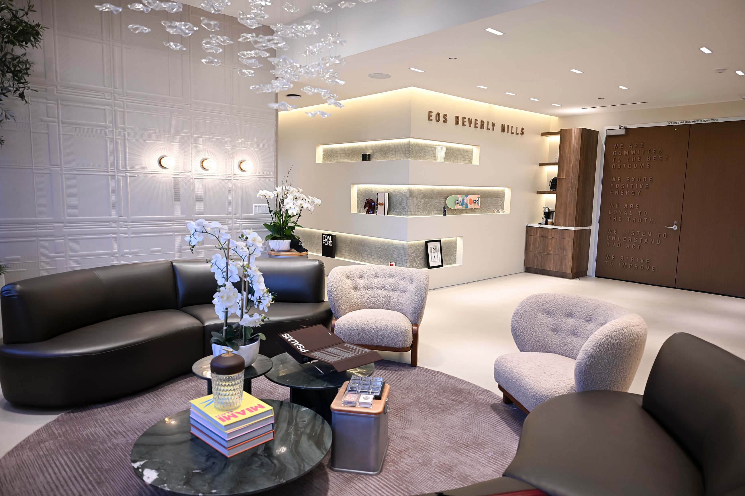 Modern waiting area at EOS Beverly Hills.