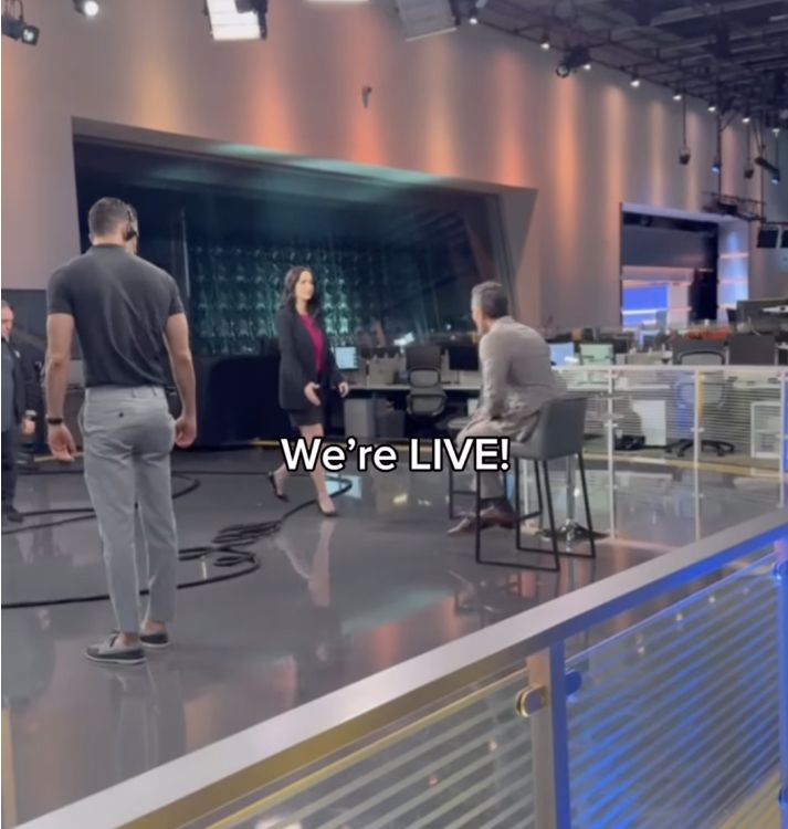 News studio broadcasting live segment.